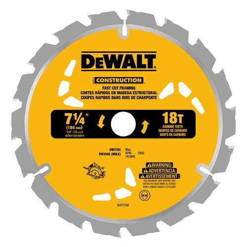 Small Dia Construction Saw Blade 7-1/4" x 0.045" 18 Teeth