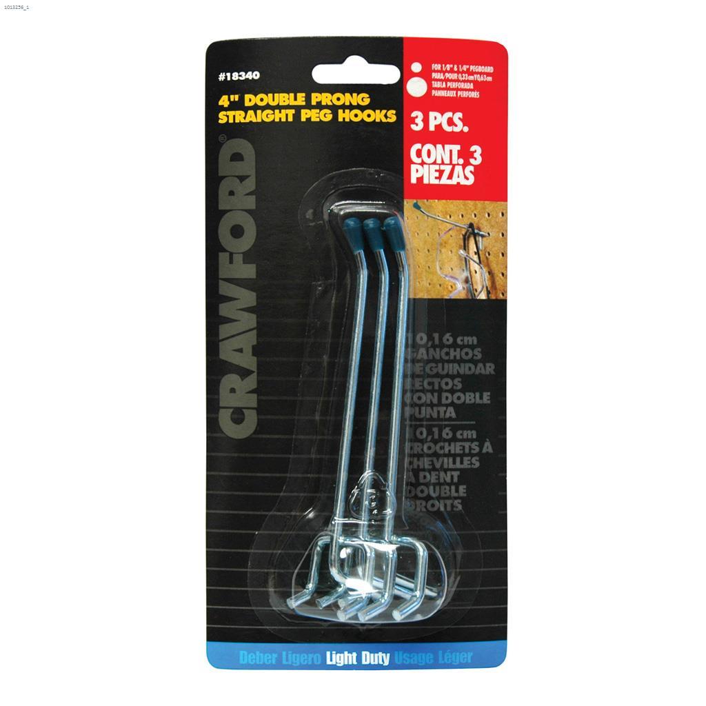 Light Duty 4" Double Prong Straight Hook With Safety Tips