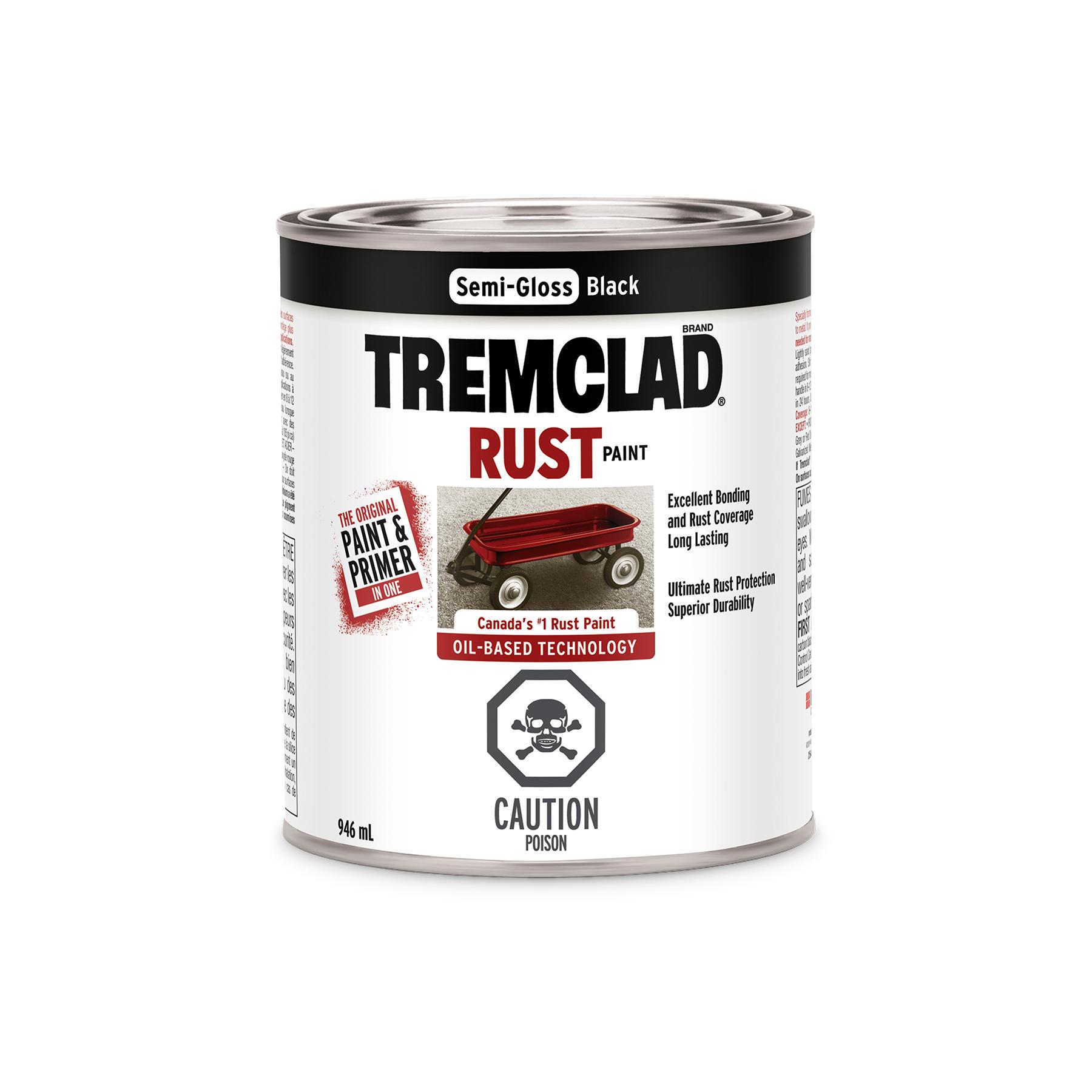 Tremclad Oil-Based Rust Paint-Semi-gloss Black 946mL