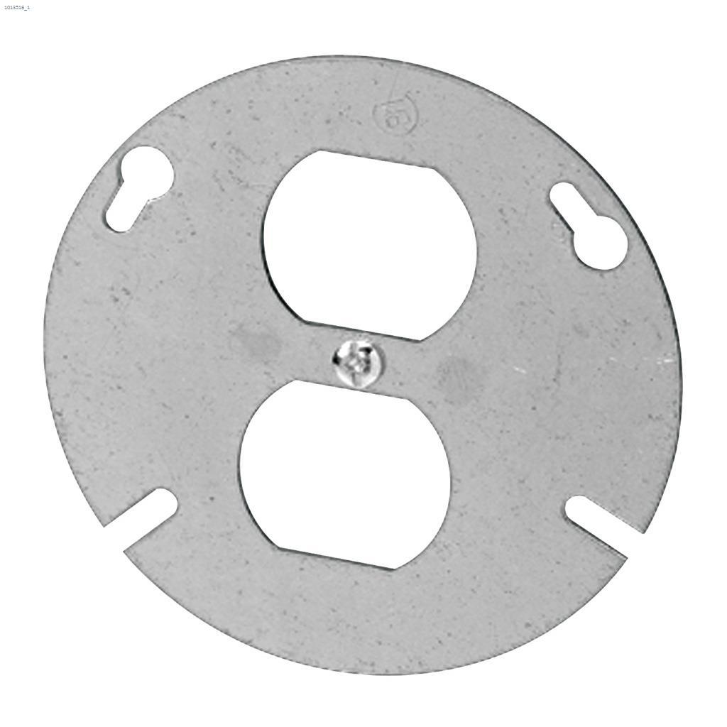 4" Duplex Receptacle Metal Round Blank Flat Box Cover