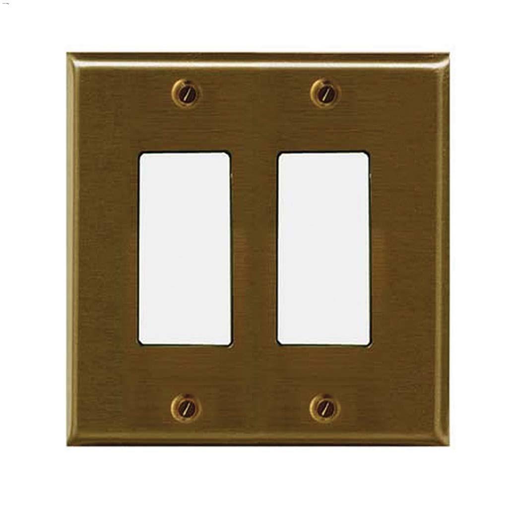 Antique Brass Metal Double Rocker Wall Plate