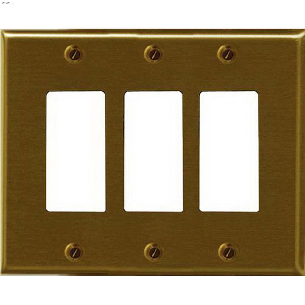 Bright Brass Metal Triple Rocker Wall Plate