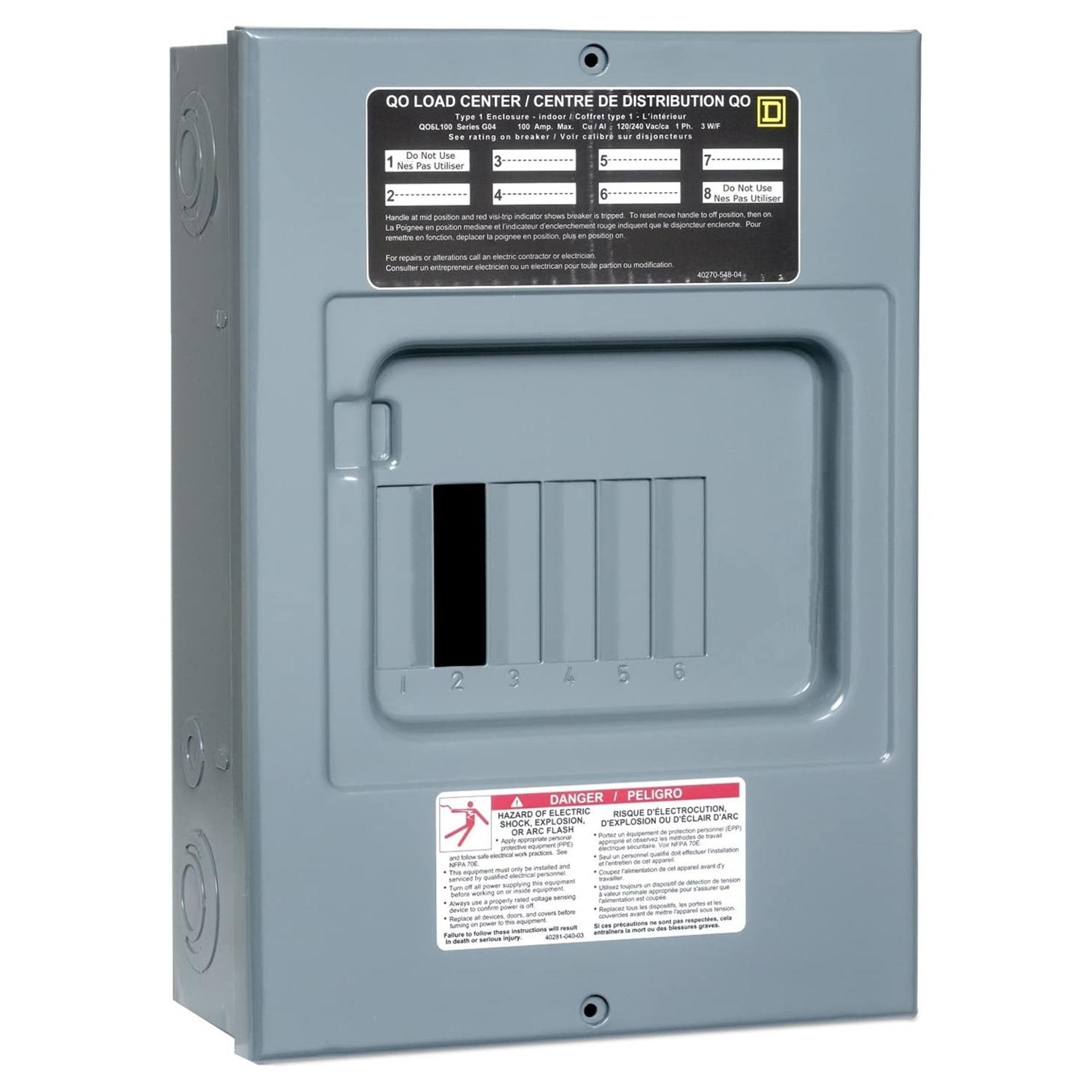 Panneau sous-centre charge gris émail cuit circuit 6/6 100A