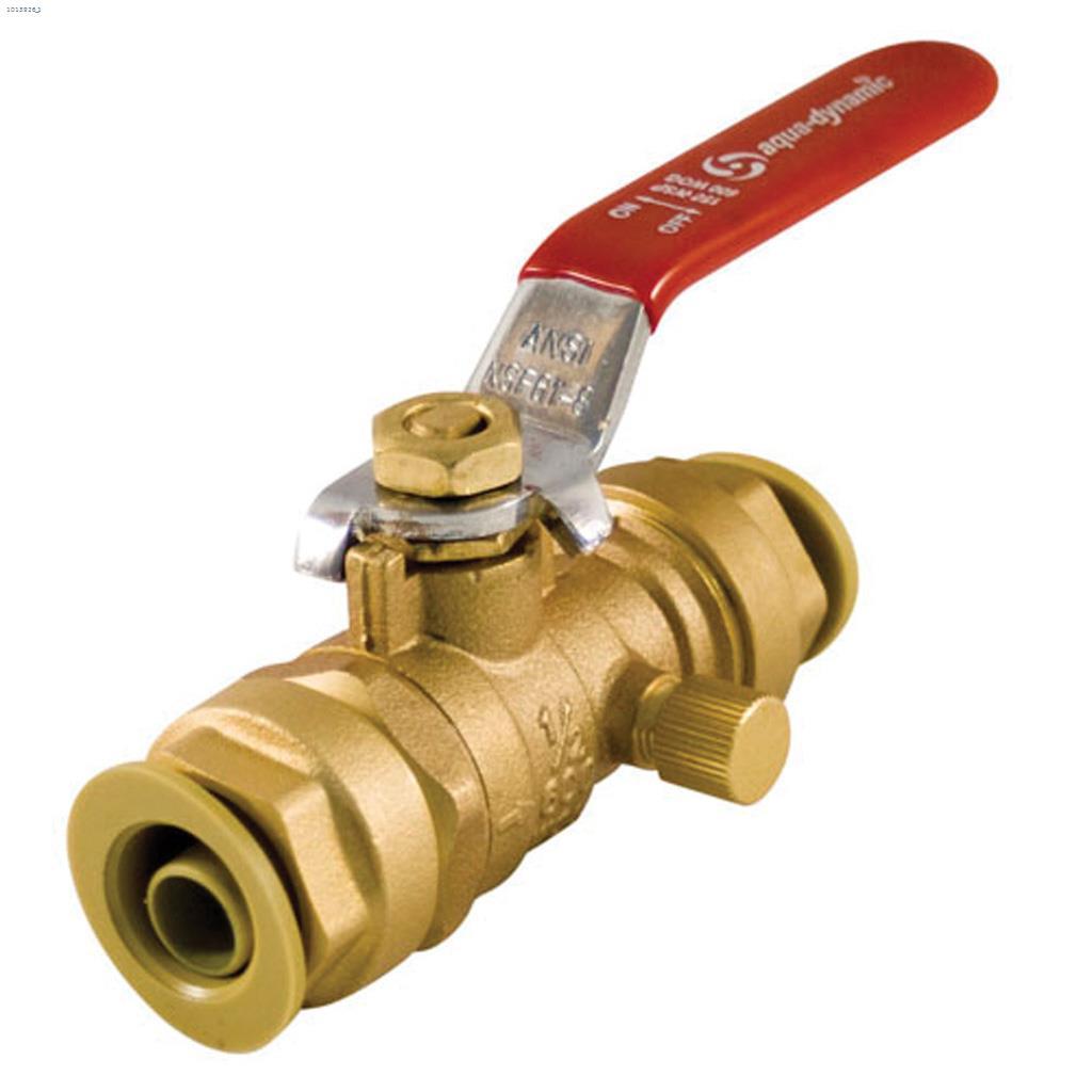 Valve à boule port plein en laiton forgé poussoir drain 1/2"