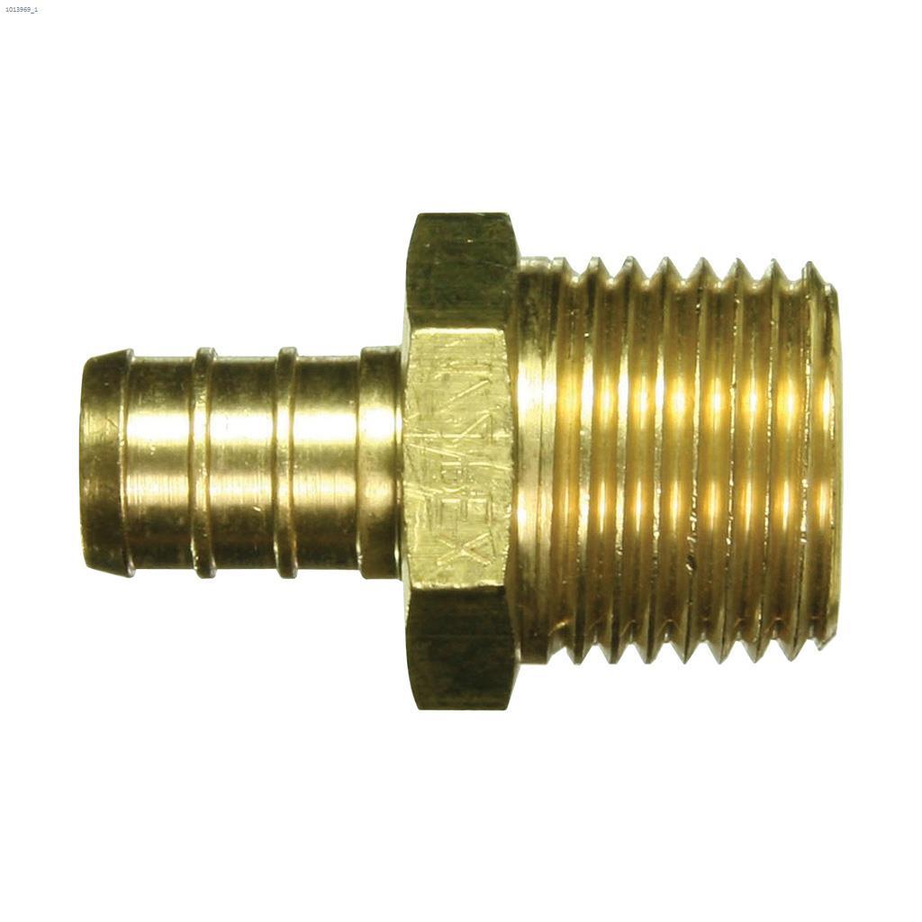 1/2" x 3/4" Barb x MPT Brass PEX Adapter