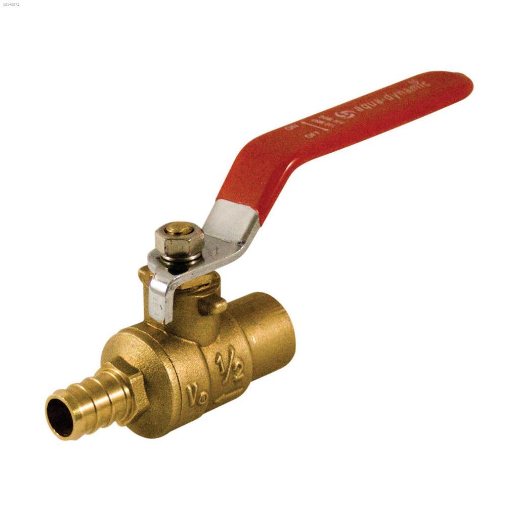 Valve à boule port plein en PEX en laiton forgé soudé 1/2"