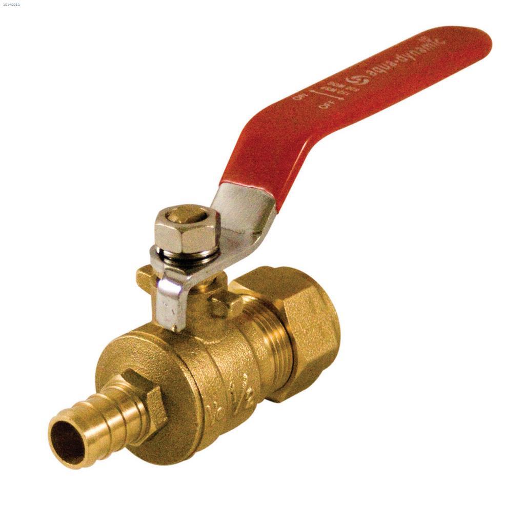 Valve à boule port plein PEX, laiton forgé compression 1/2"