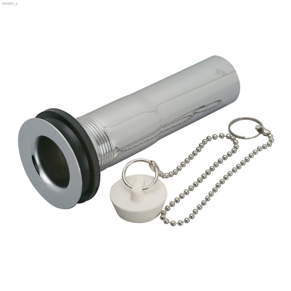1-1/4" x 8" Polished Chrome Sink Drain With Overflow
