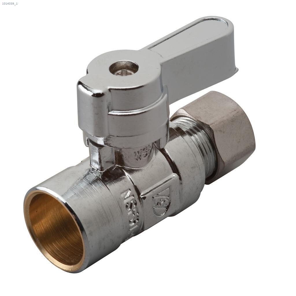 3/8" Compression x 1/2" Sweat Straight Ball Shut-Off Valve