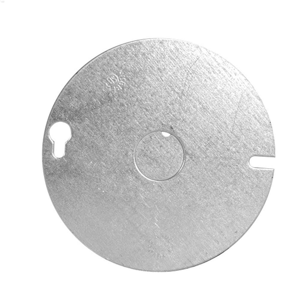 tradeSelect 4" Gray Metal Round Flat Box Cover