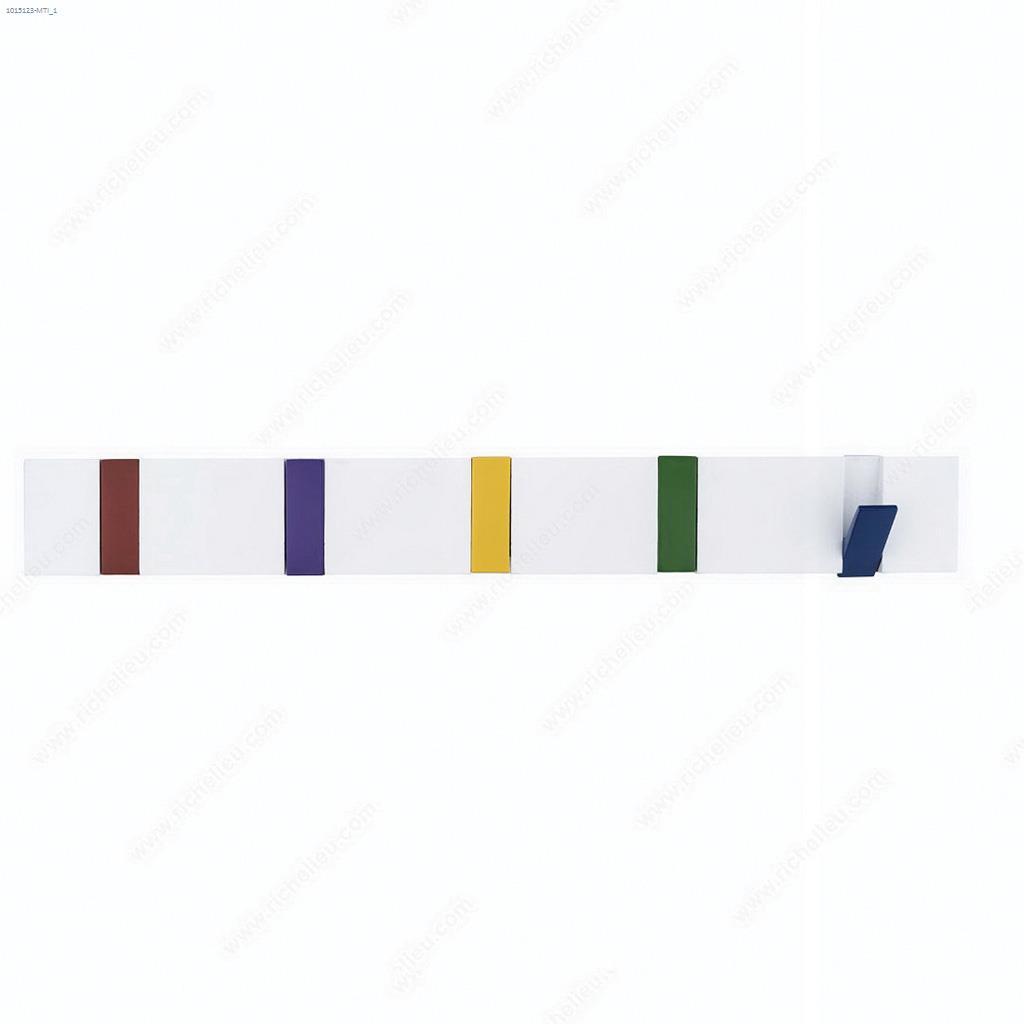 2-25/32" White Blue/Red/Yellow/Green/Mauve Hook Rack