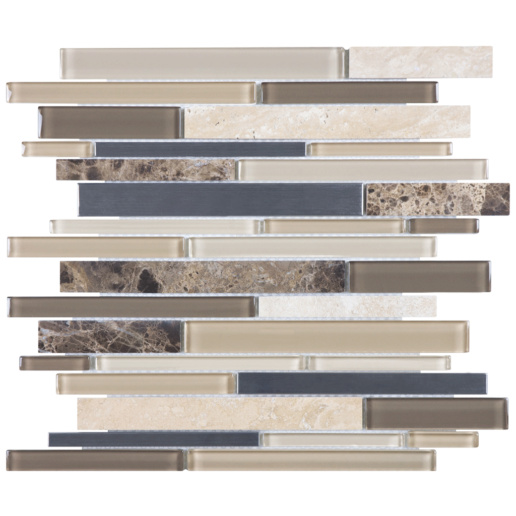 12'x12" Stainless Linear Mosaic 10 Sq-ft/Box