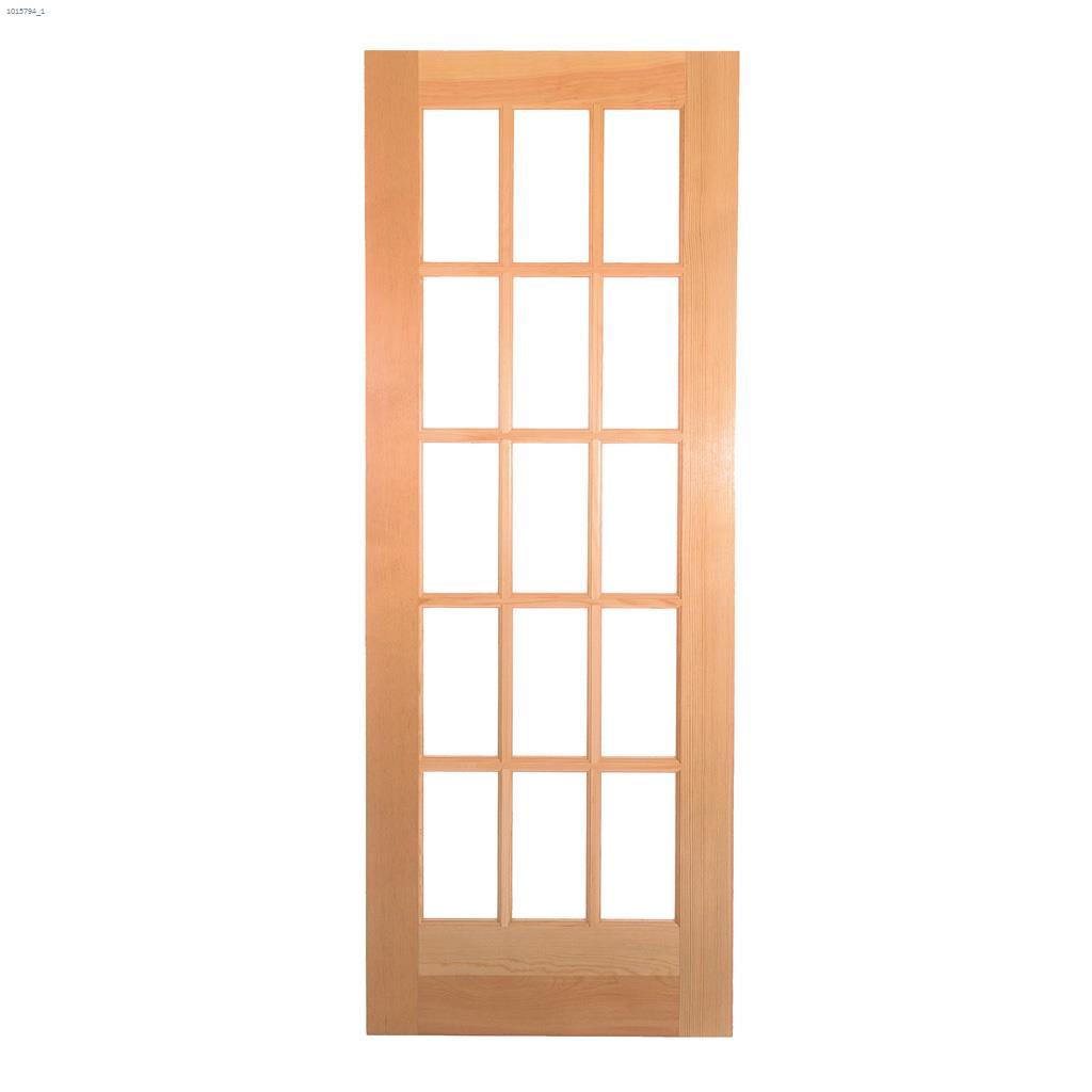 30" x 80" 15-Lite Finger Jointed Pine French Interior Door
