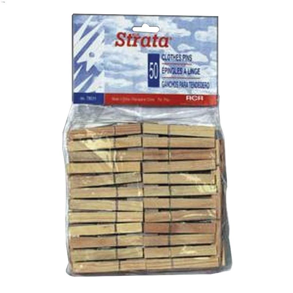 Épingles à linge en bois à ressort Strata® - 50/paquet