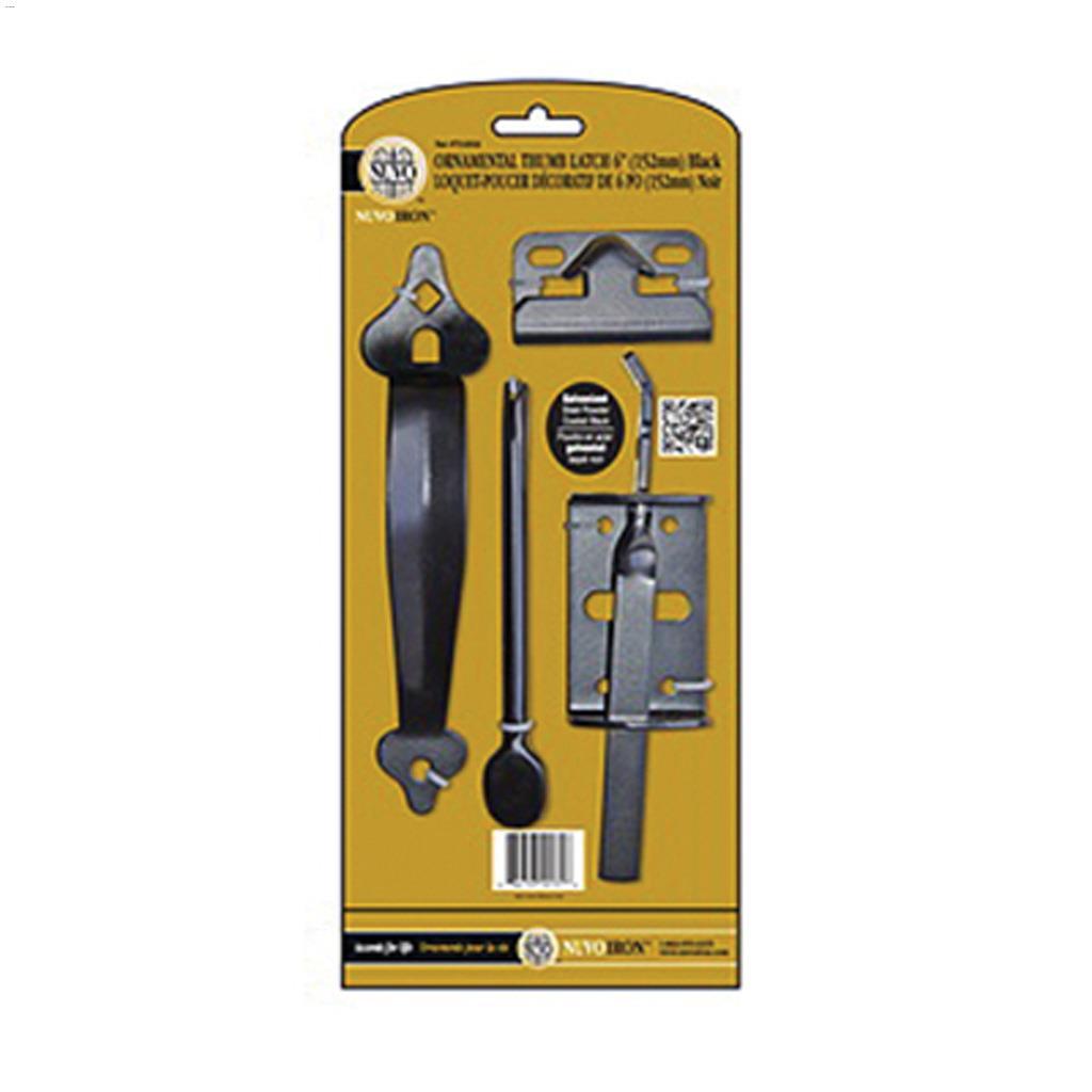 Loquet poucier ornemental en acier galvanisé noir 6"