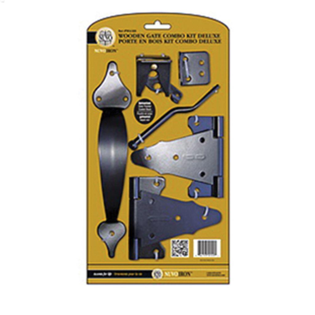 Trousse combinée de portail de bois en acier galvanisé noir