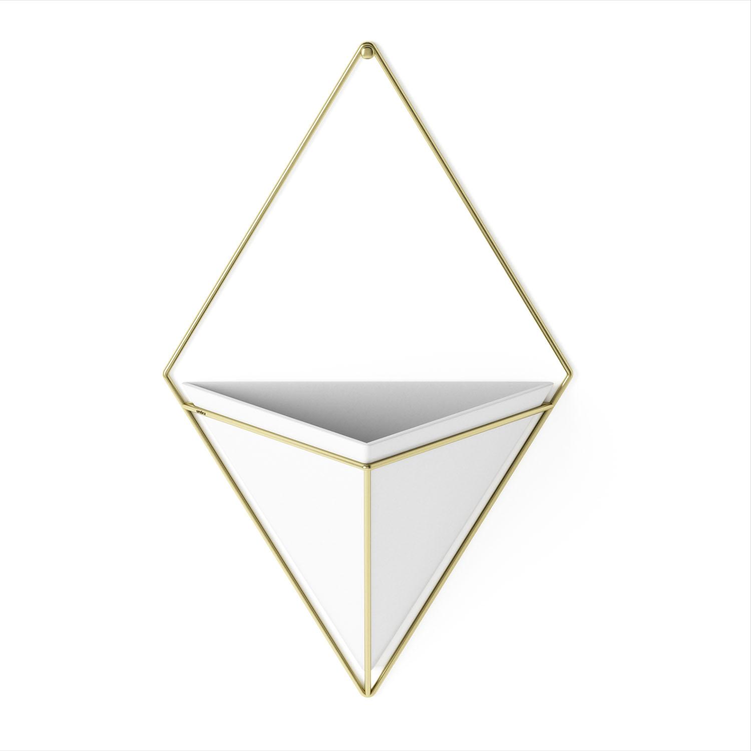 Trigg 15" x 9" x 3-3/4" White Ceramic/Wire Large Wall Vessel