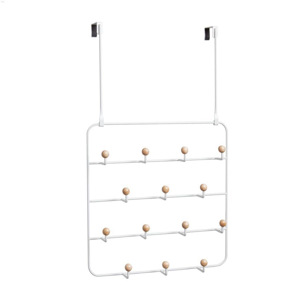 14-1/4" White Estique Over-The-Door 14 Hook Organizer