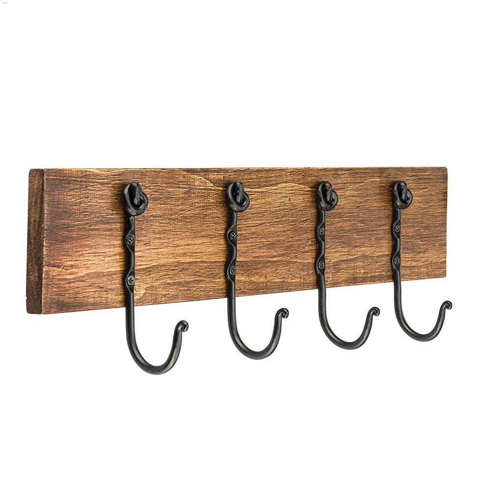 18" Wrought Iron 4 Hook Rack