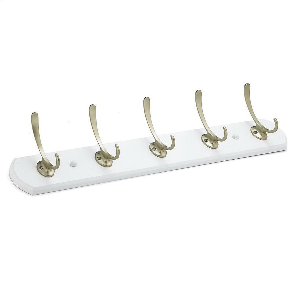 545 mm White With Matte Nickel Wall 5 Hook Rack