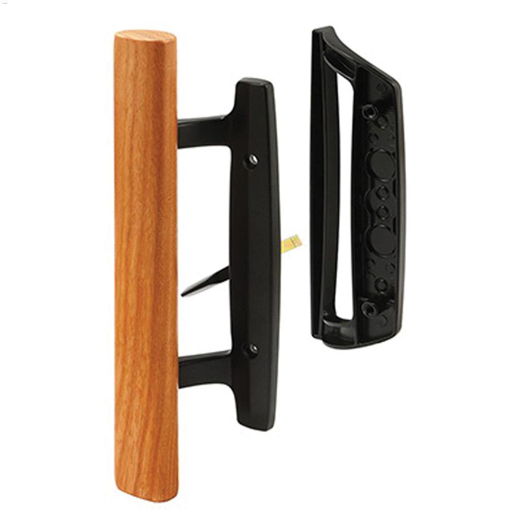 3-15/16" Black Painted/Wood Patio Door Handle Set