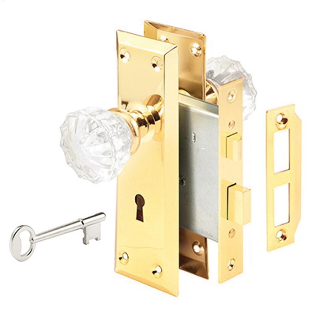 7" Polished Brass Mortise Lock Set