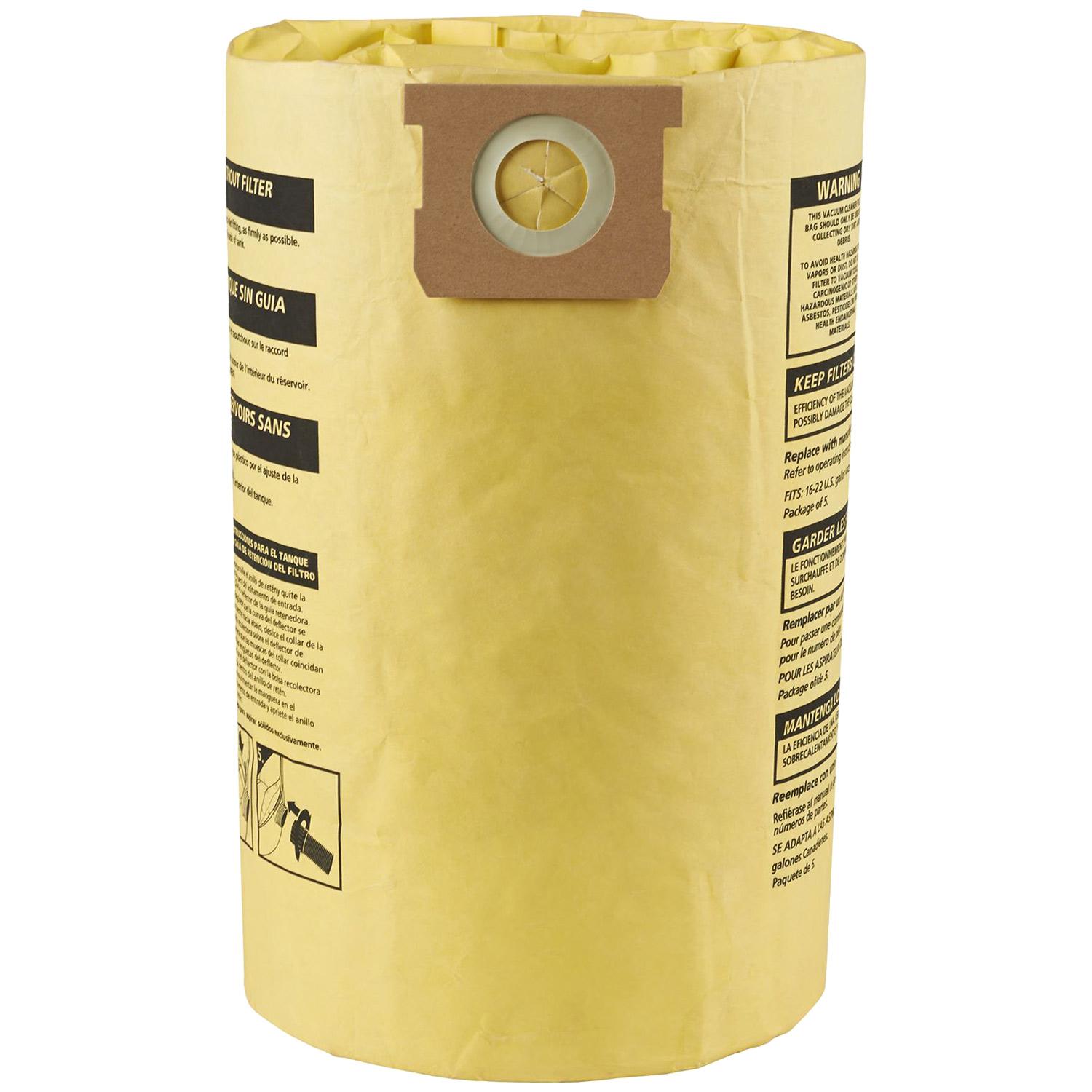 Sac de filtre jetable à haute efficacité Shop-Vac 16-20  gal
