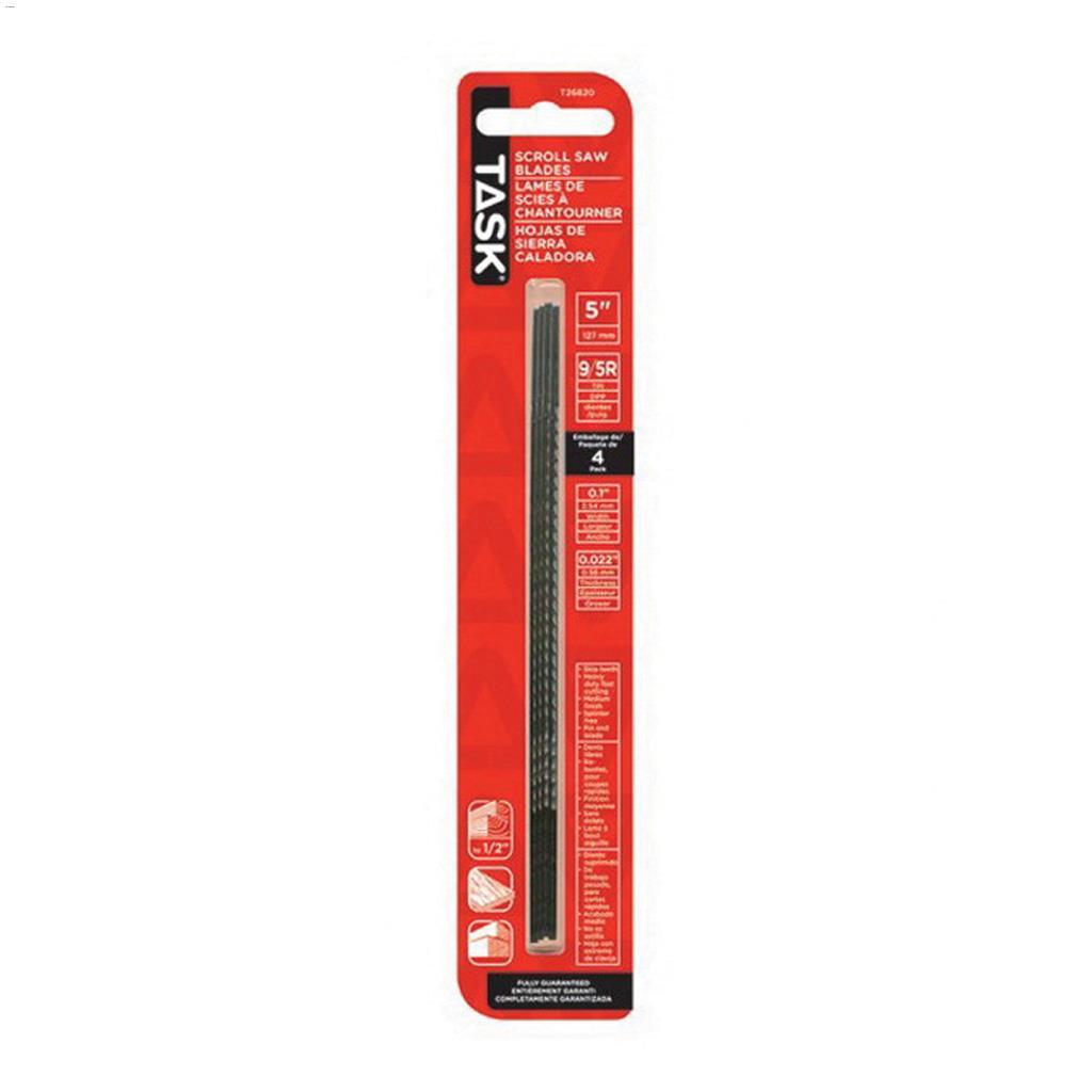 5" x 0.022" x 0.1" 9TPI/5R Plain End Scroll Saw Blade-4/Pack