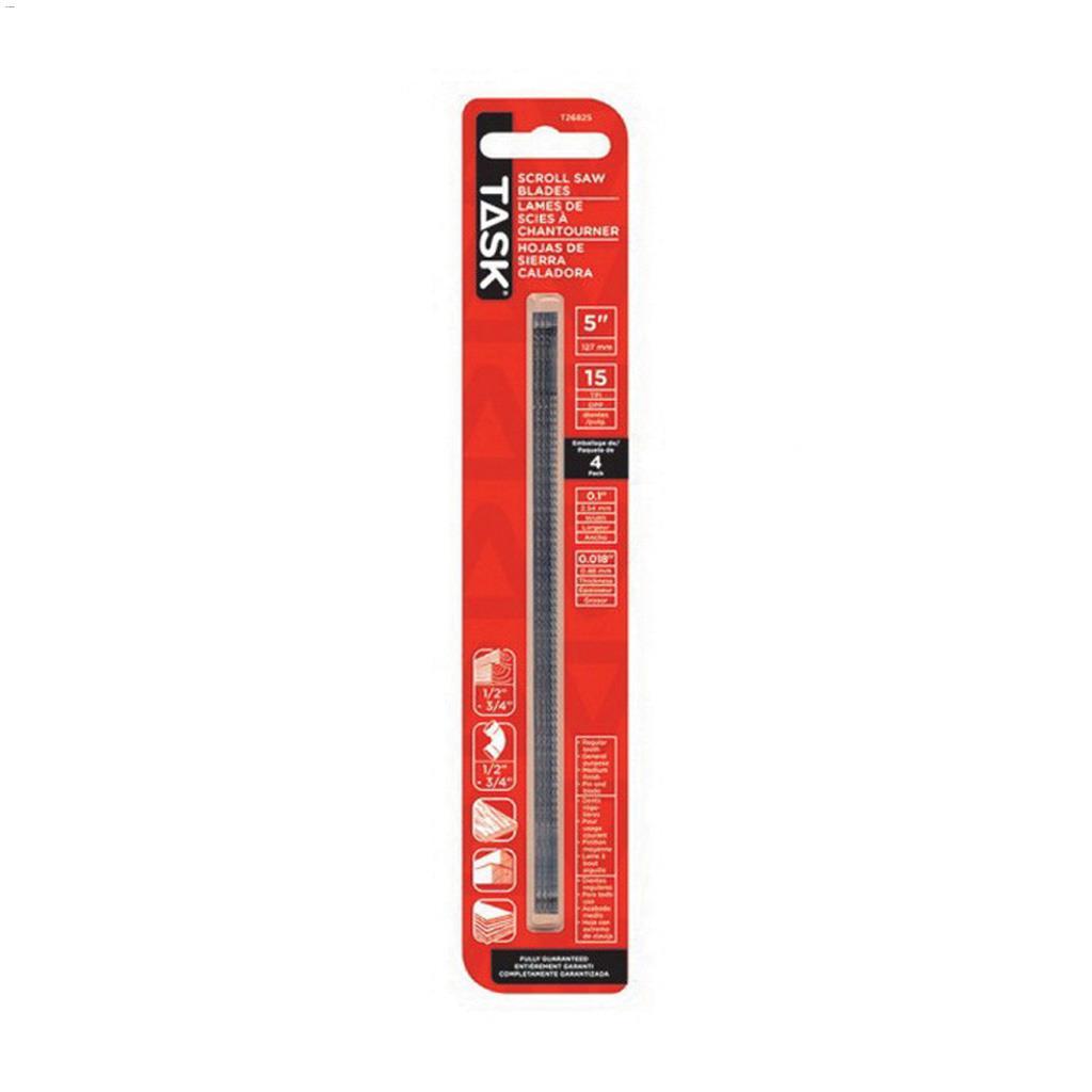 5" x 0.018" x 0.1" 15 TPI Pin End Scroll Saw Blade-4/Pack