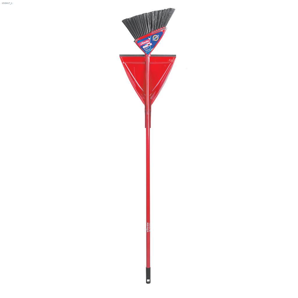 Oskar poils plastique rouge manche balai et porte-poussière