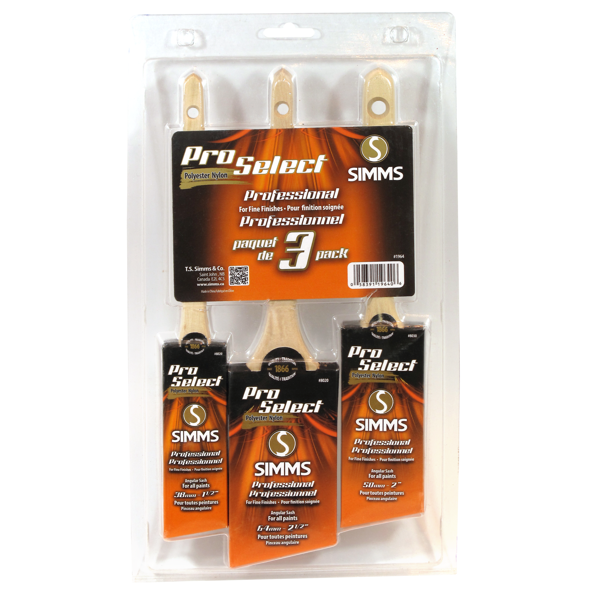 Pro Select Angular Sash Paint Brush-3/Pack
