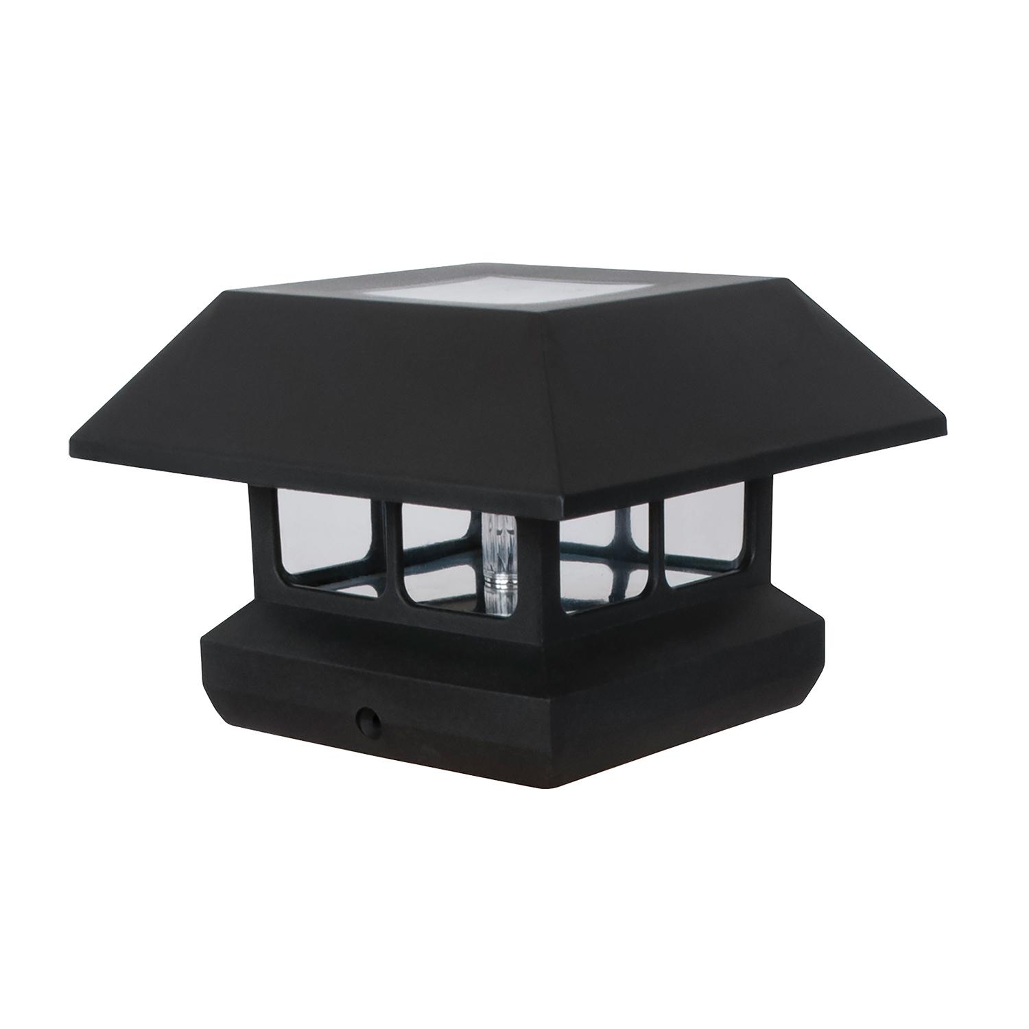 4 Noir brillant lumens de lumière solaire poteau de clôture