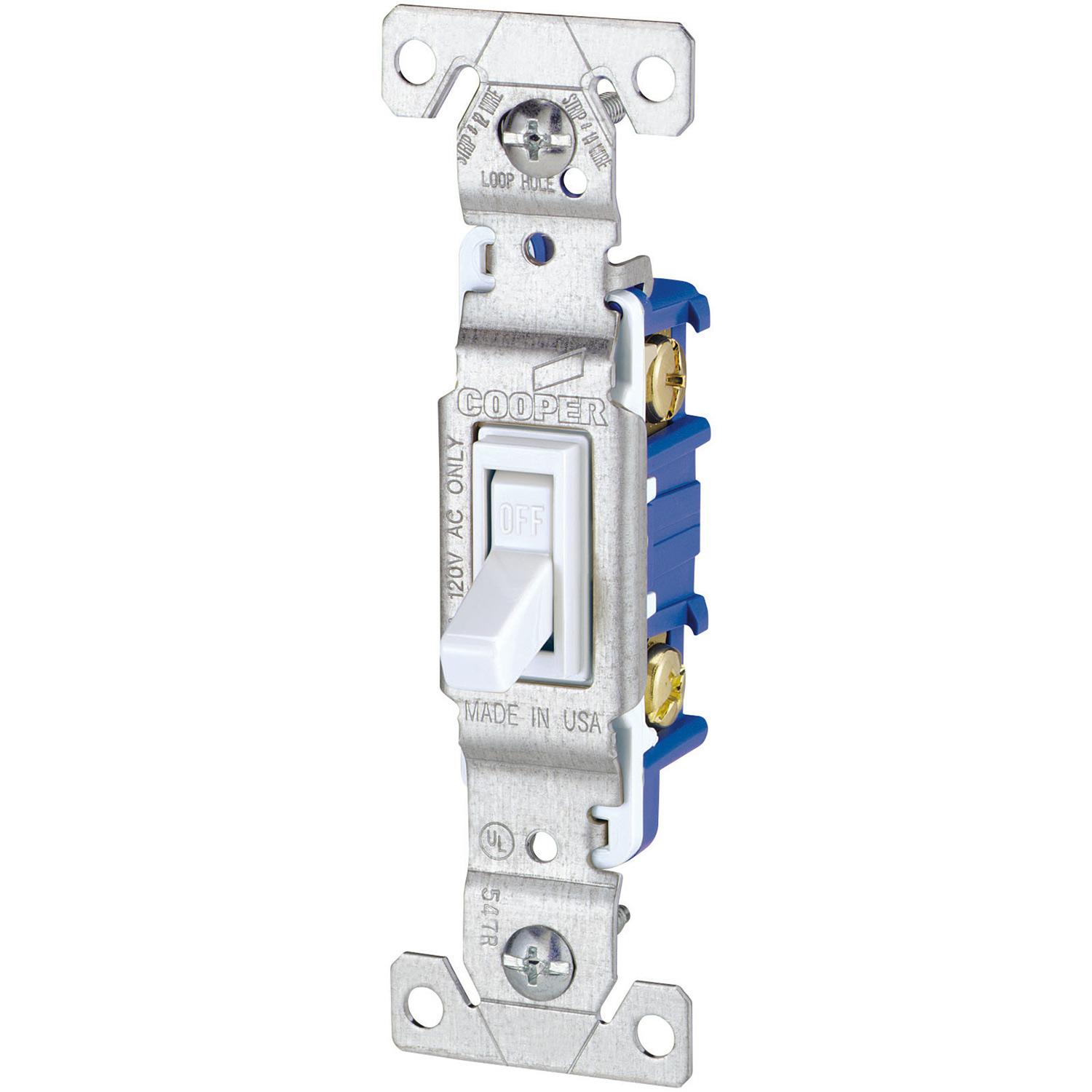 Interrupteur à bascule silencieux blanc 15A120V 1 Pôle 10 Pq