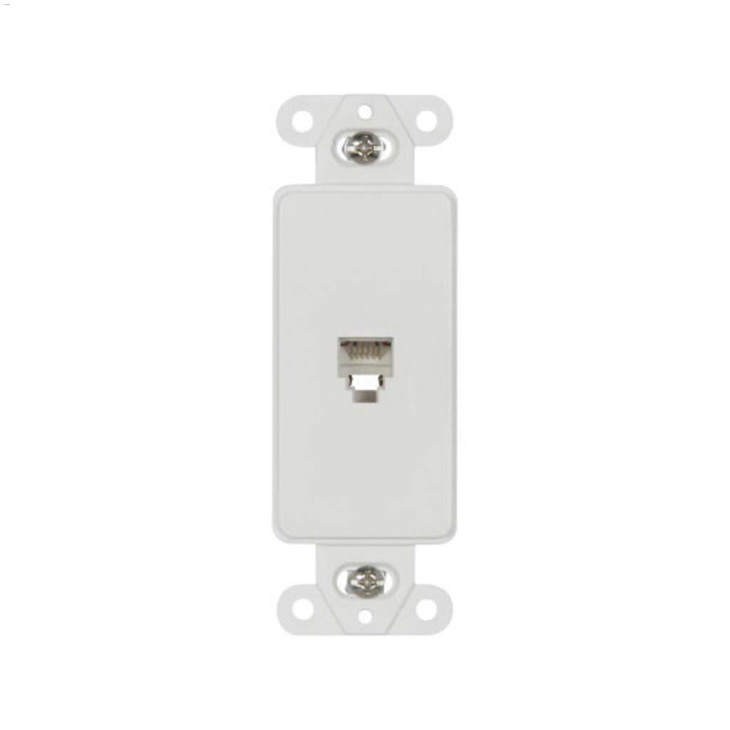 White Thermoplastic Telephone Jack Decorator Insert
