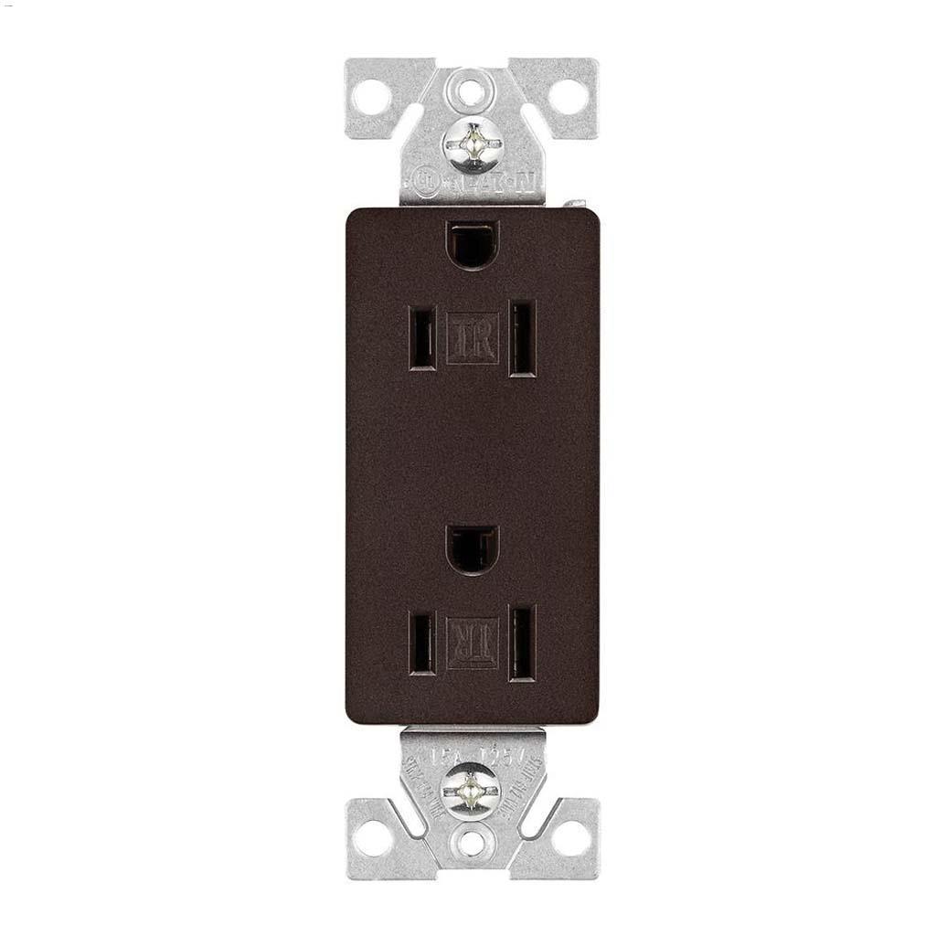 Réceptacle double bronze huilé 15 A 2 P/3 W