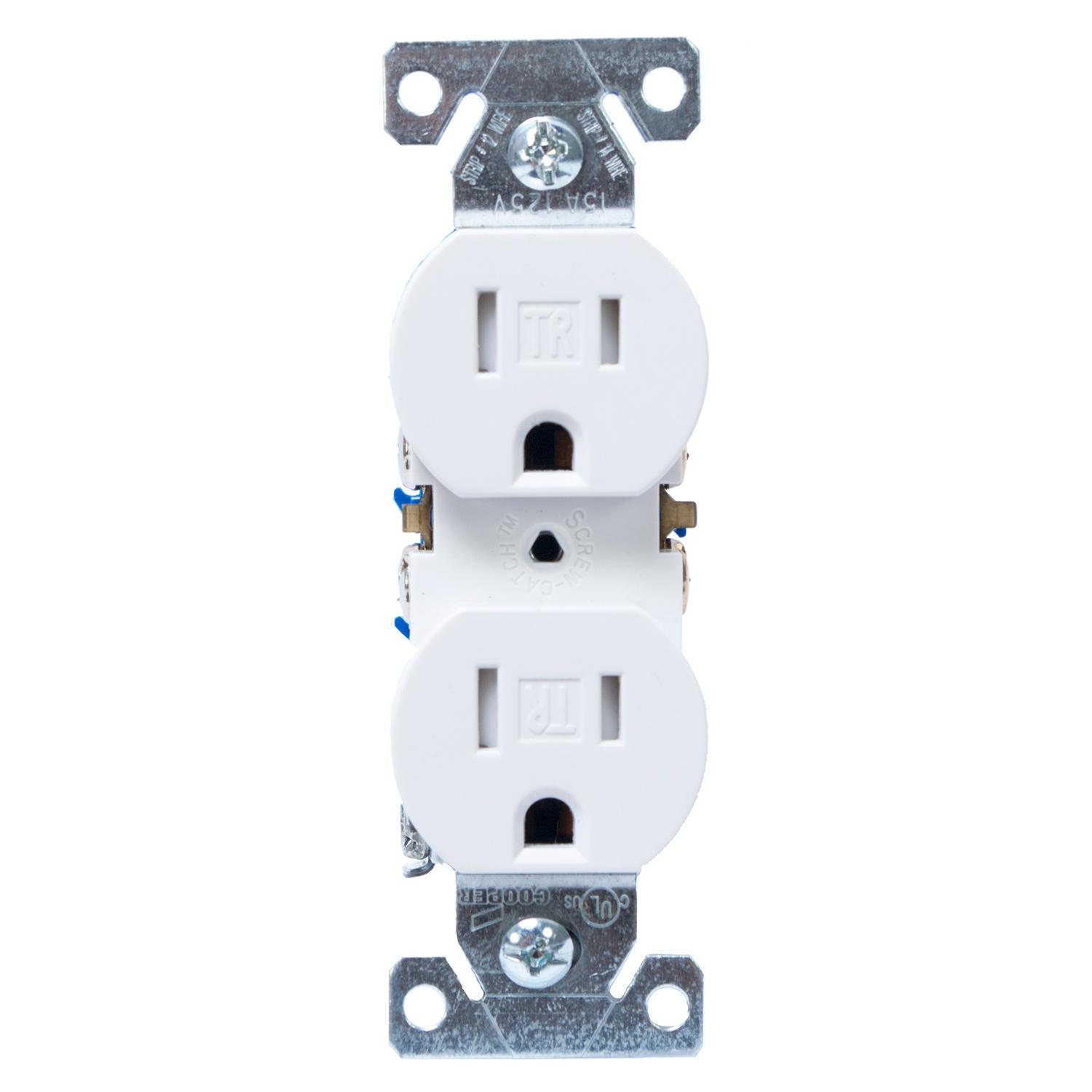 White Duplex Receptacle 15A 2P/3W-10/Pack
