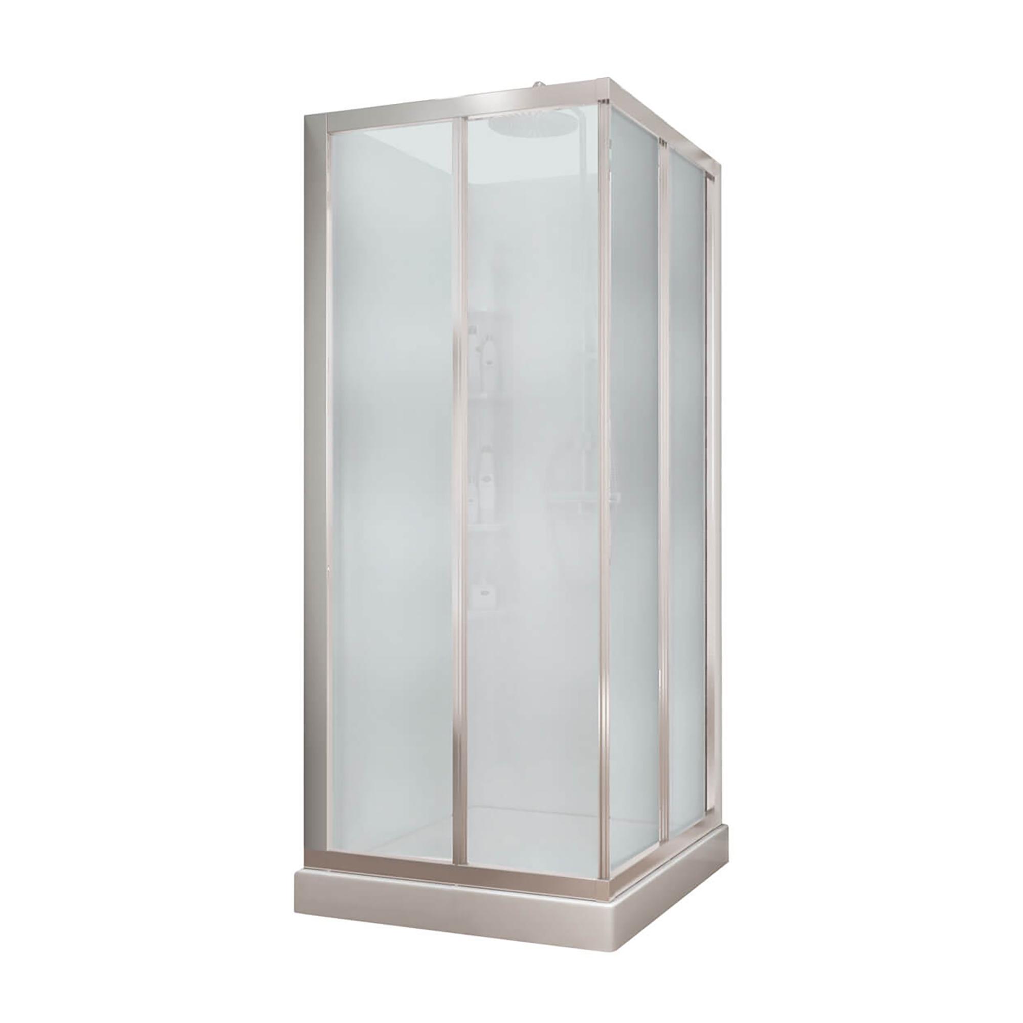 Mediterranean IIII White Polystyrene 3-Piece Corner Shower