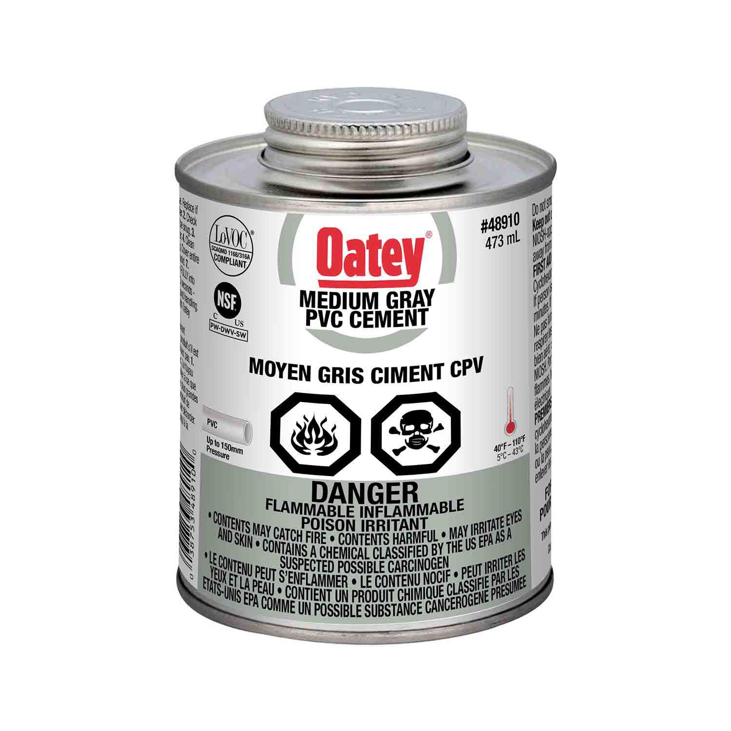 Ciment à PVC moyen gris 473  ml