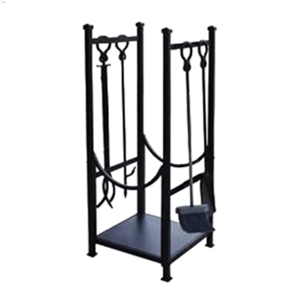 13" x 13" x 32-1/4" Black Log Bin & Fireplace Tool Set