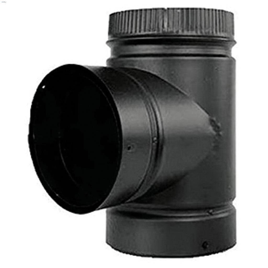 7" x 14-3/4" Black Stove Pipe Tee With Cap