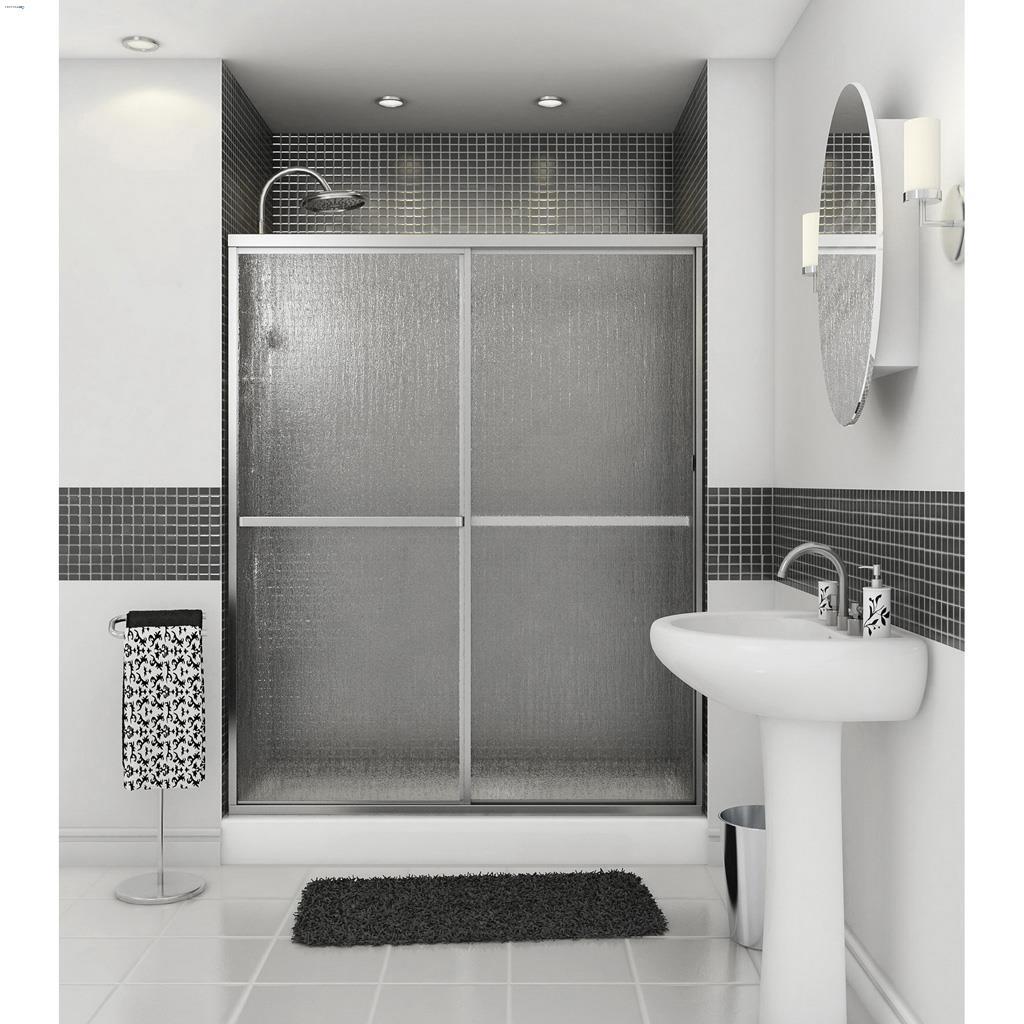 54 - 59-1/2" Chrome Raindrop 2-Panel Sliding Shower Door