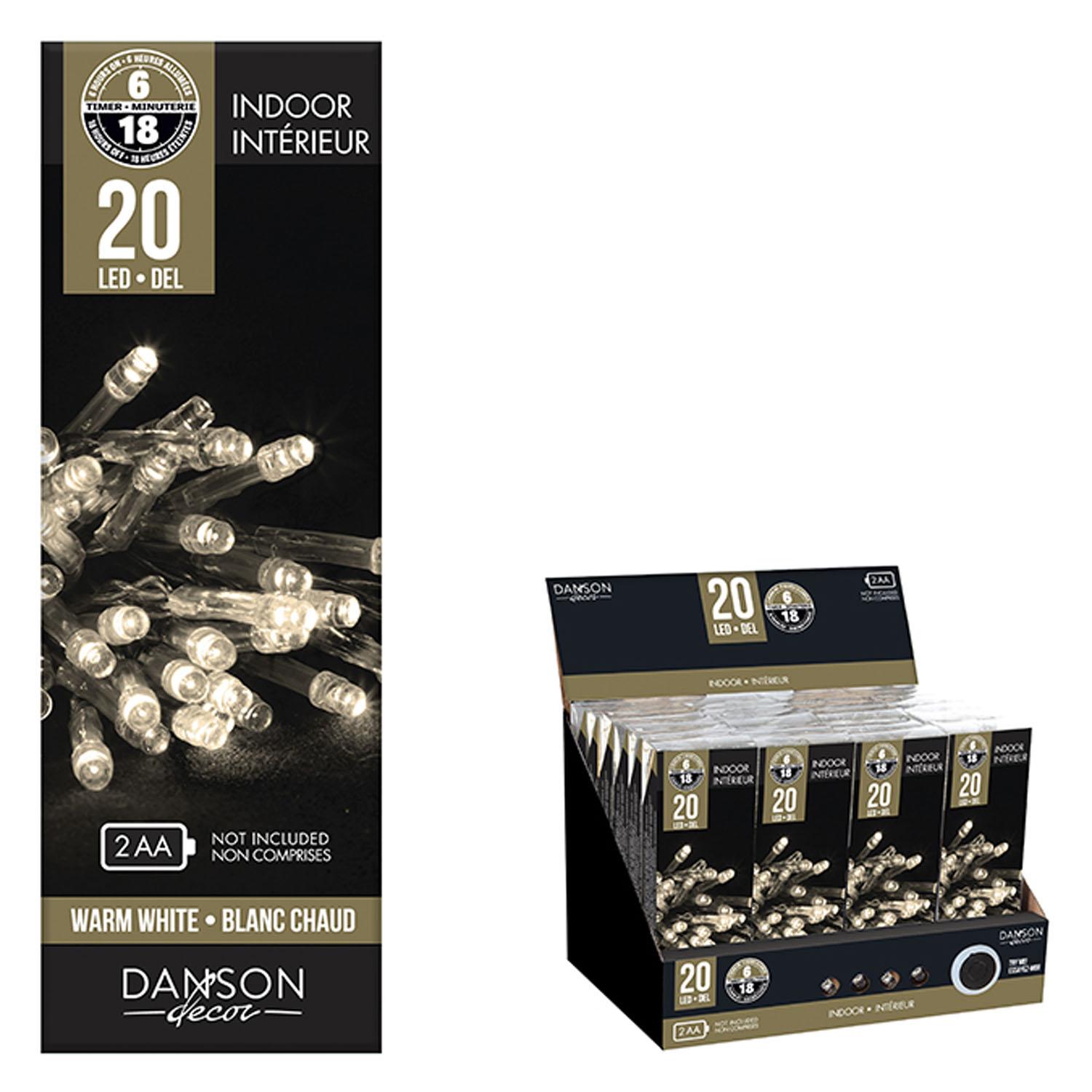 Battery Operated LED Light Set with 20 Warm White Lights