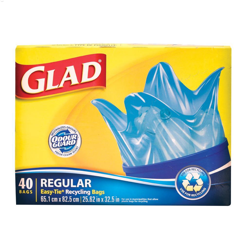 Sacs réguliers pour recyclage 67  l bleu, 40/pqt