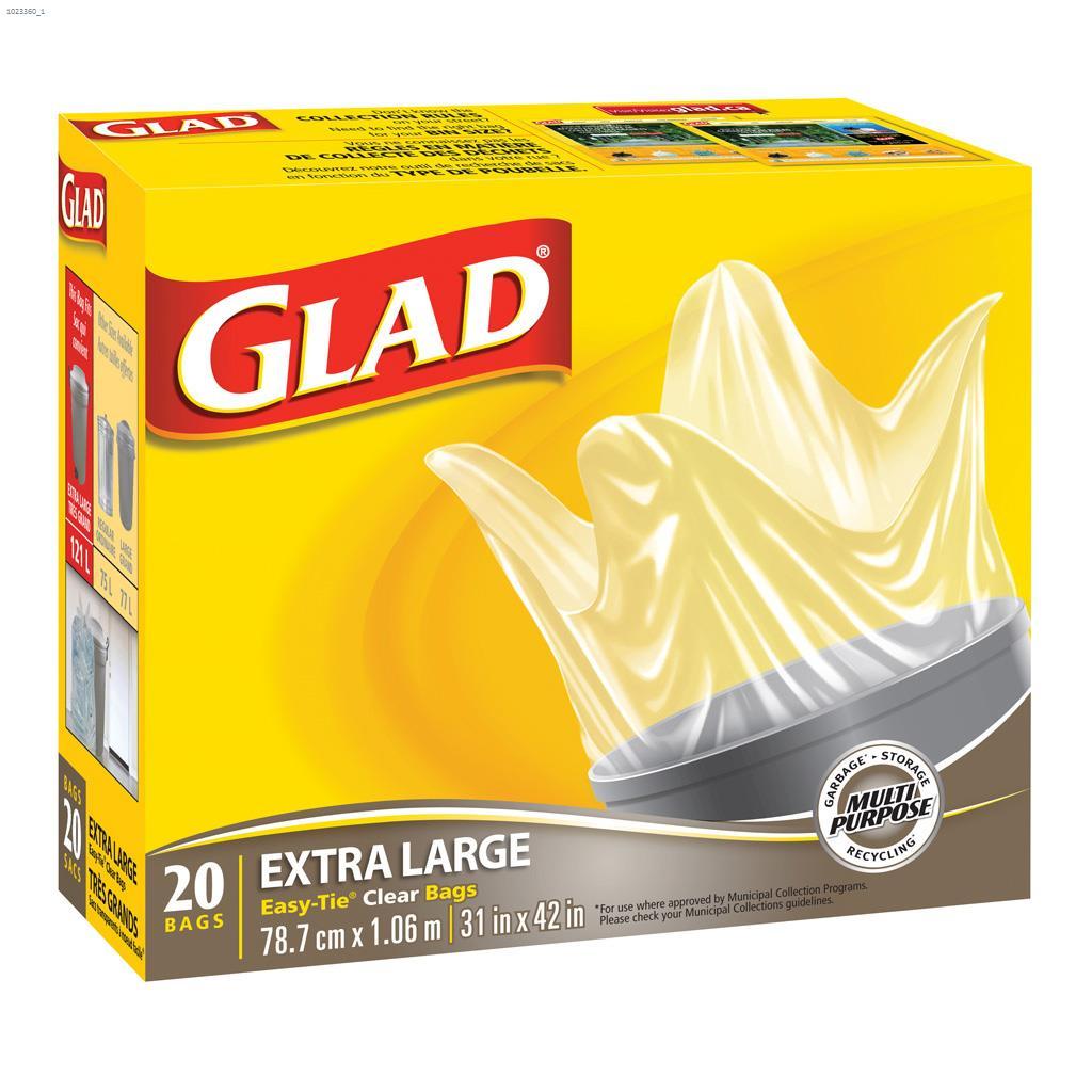 Glad Très grand sac à ordures clair 33  gal, 20/pqt