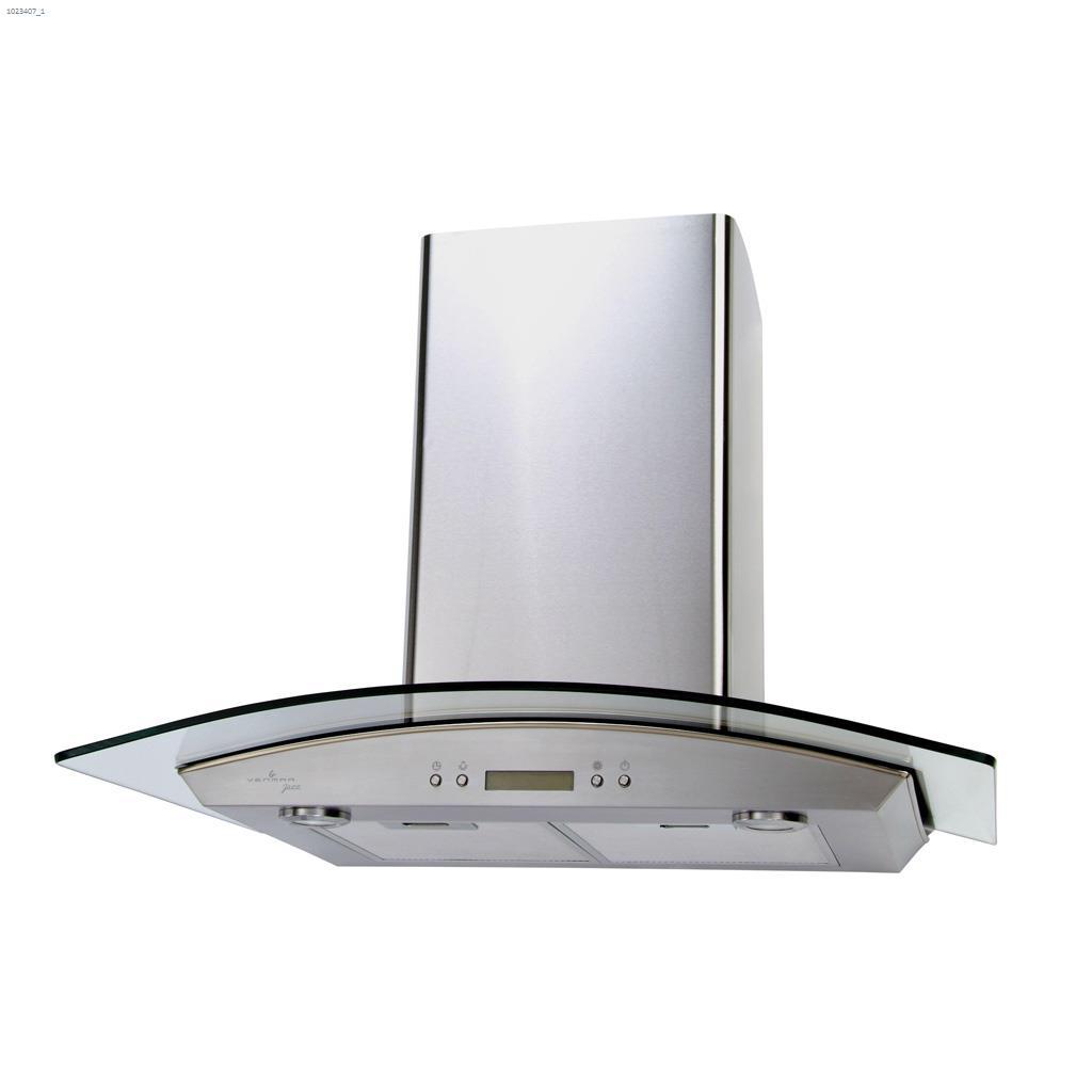 Hotte de cuisine à cheminée en inox et verre 450  PCM