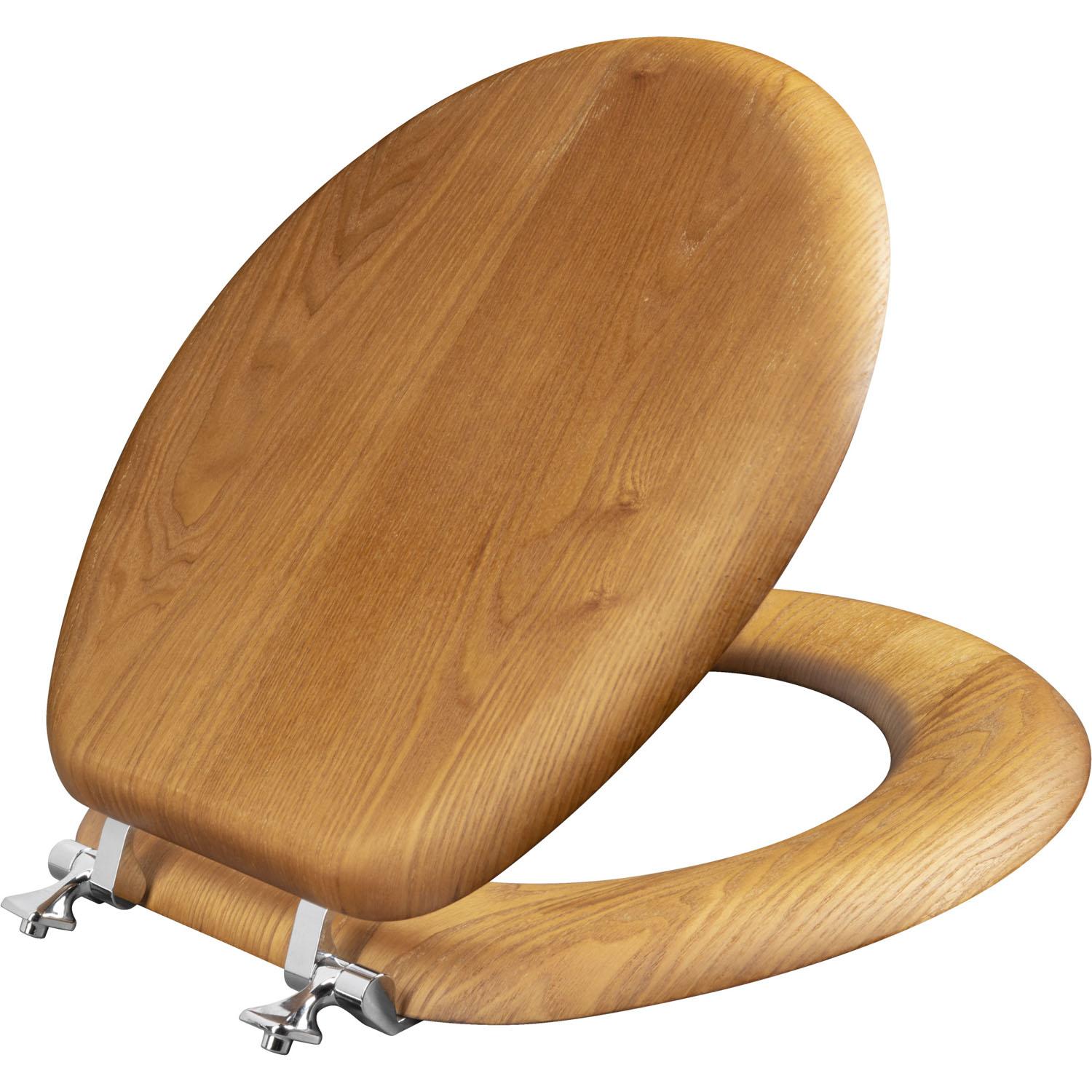 Siège de toilette rond, chaise bois moulé, placage chêne nat