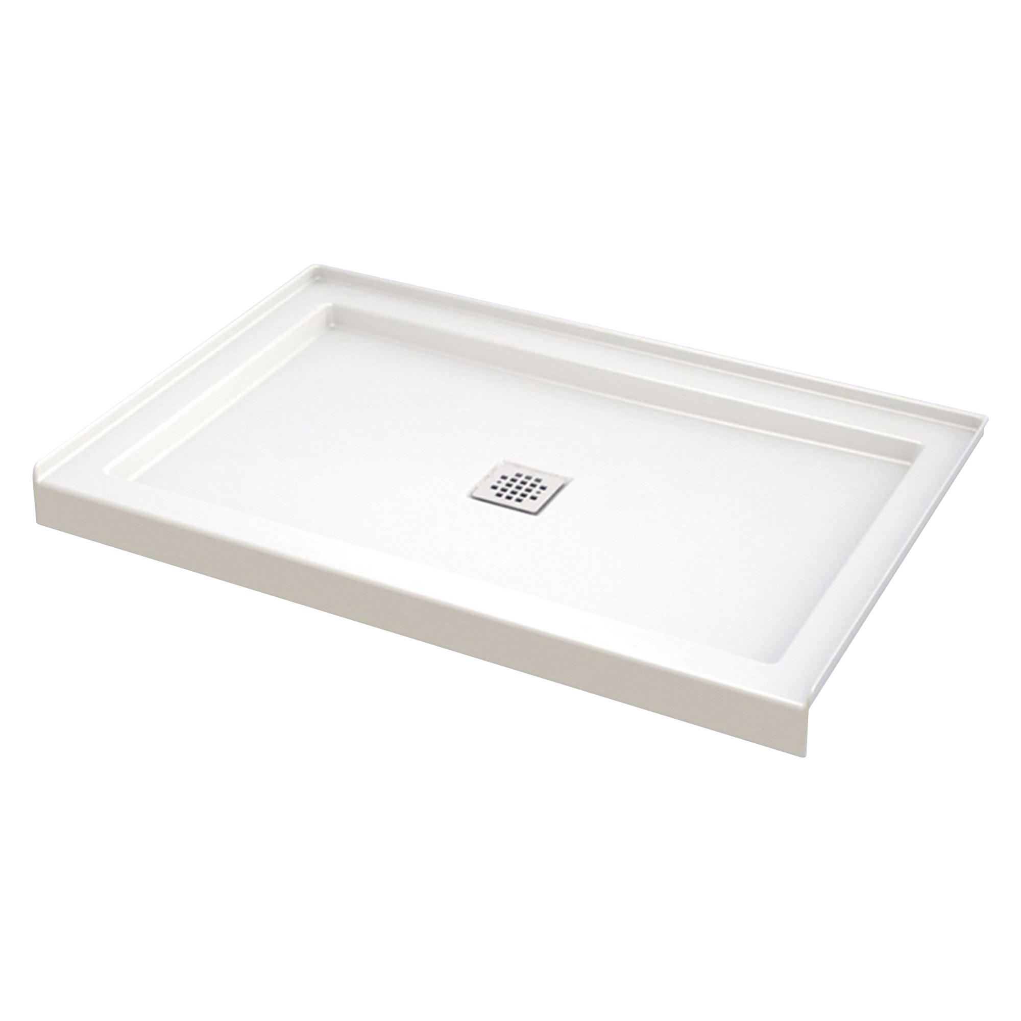 Base de douche carrée Olympia  4832 blanche, drain centré