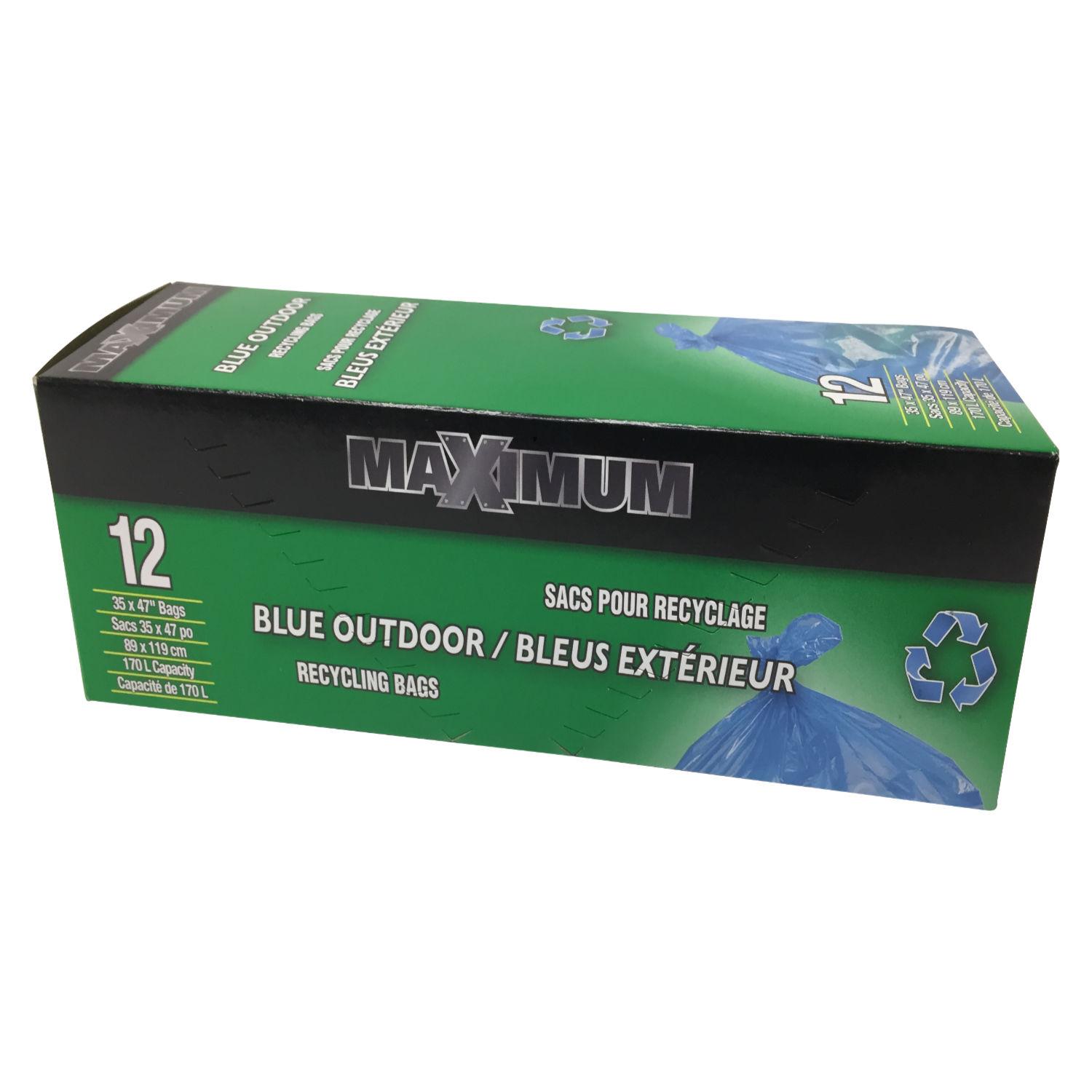 Maximum Recycling Bag Blue 35" x 47"-12 Count