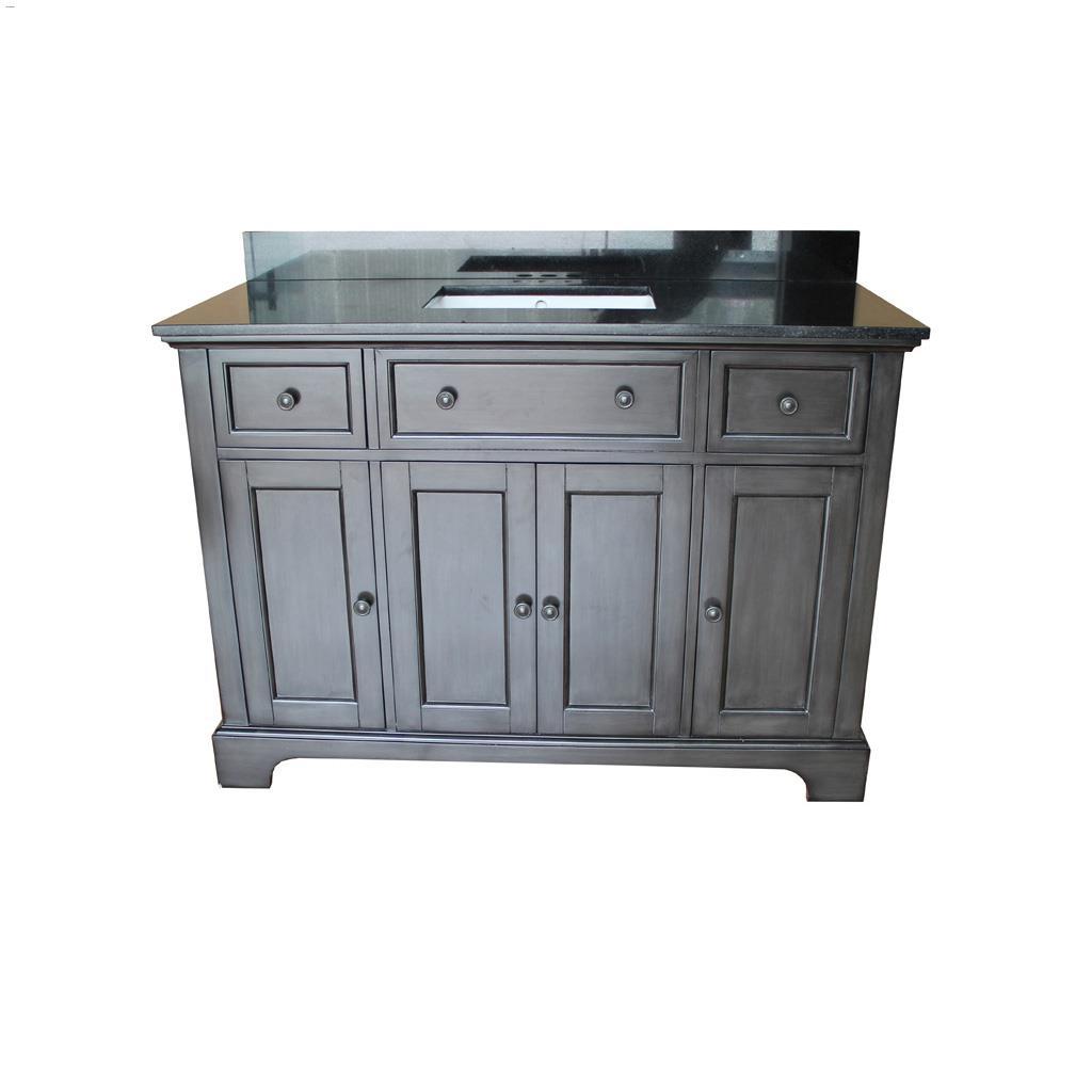 48" Weather Grey with Black Granite Vanity Combo