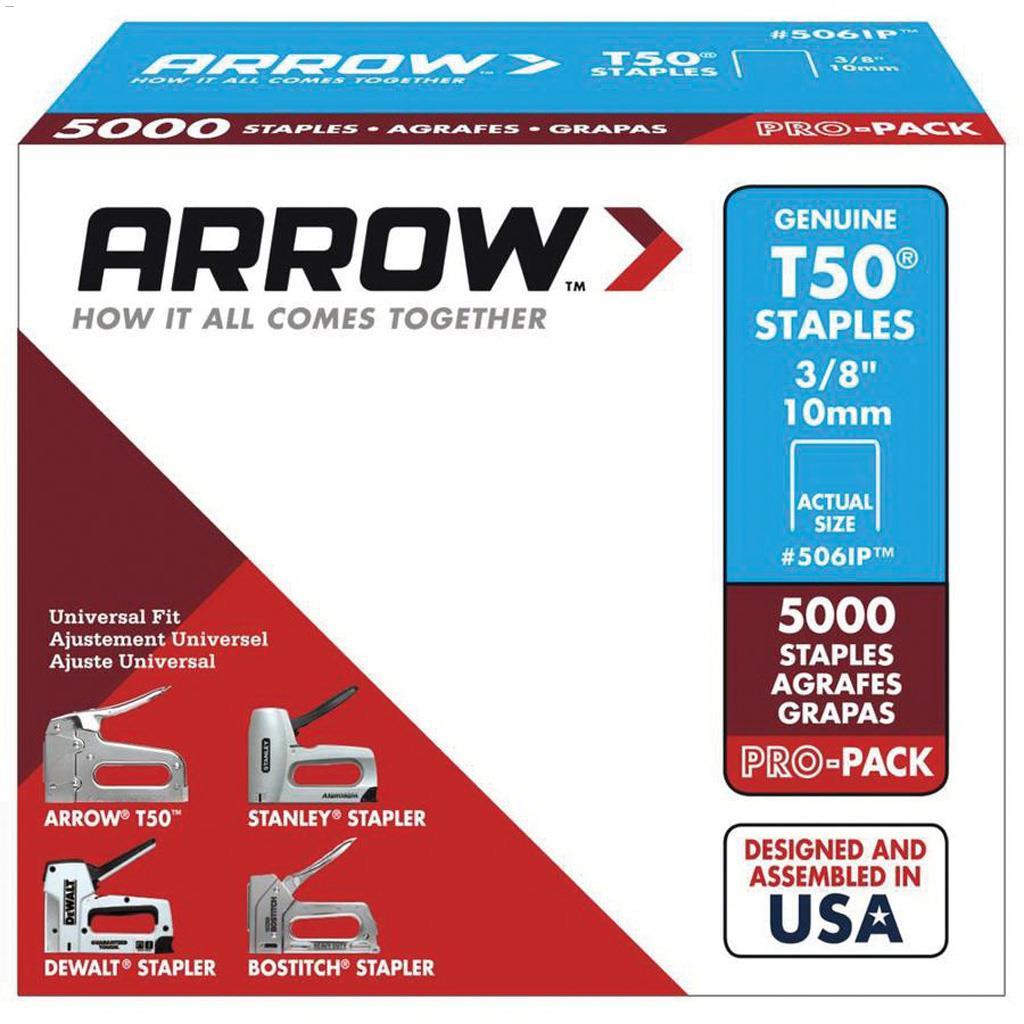 T50 3/8" x 3/8" Steel Flat Crown Staple-5000/Pack